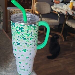 Shamrock Tumbler with Handle Stainless Steel Insulated Mega Mug 40 Oz